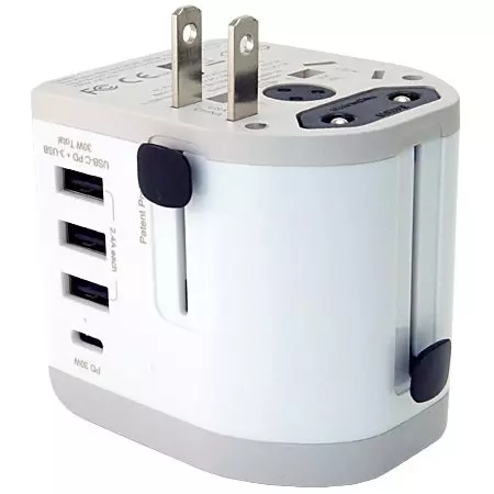 Всемирный дорожный адаптер USB-C PD 30Вт с разъемом US